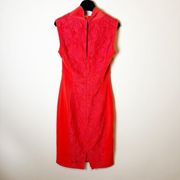 Reiss Lace Fit Red Orange Cocktail Dress Size 2 - Picture 8 of 12